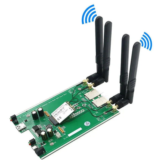 M.2 NGFF 3G/4G/5G Module B Key to USB3.0 Network Adapter Riser Board Dual SIM Card Slot DC / TYPE-C Auxiliary Power w/ 4 Antenna - Digital Essentials